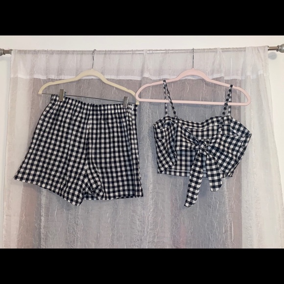 plaid black and white two piece set - Picture 2 of 2